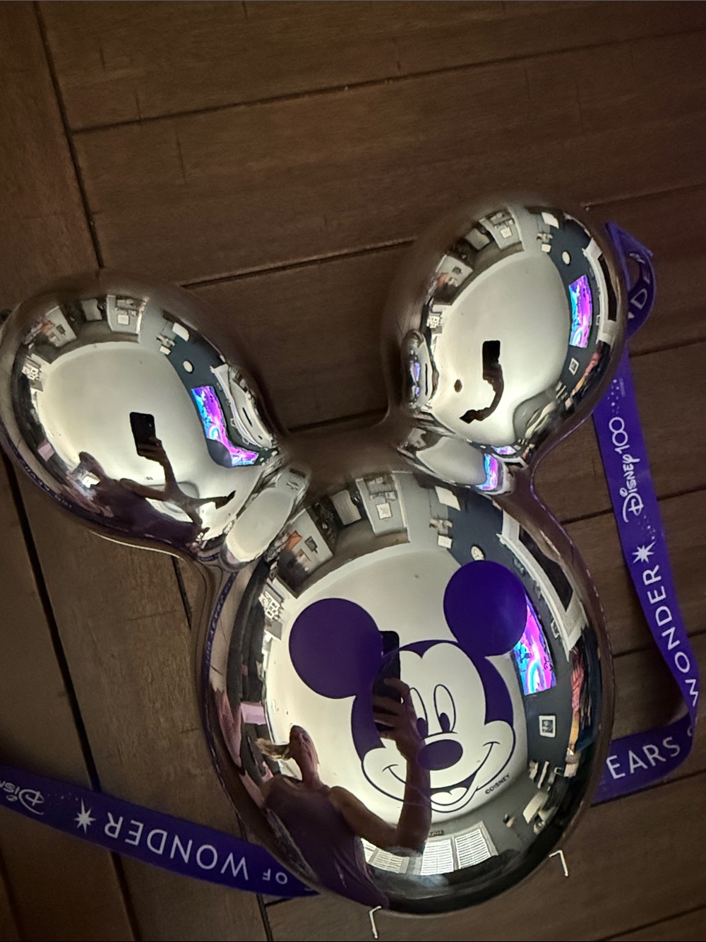 Disney Chrome Mickey Balloon popcorn bucket Accent - Purple & Silver